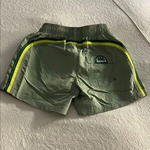 Olive Green Shorts with Yellow Accents